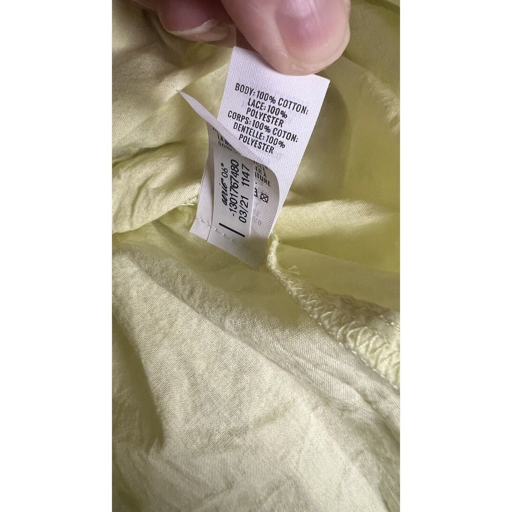 AERIE‎ FLORLA RUFFLE yellow shirt lace and floral Sz M - Picture 7 of 8